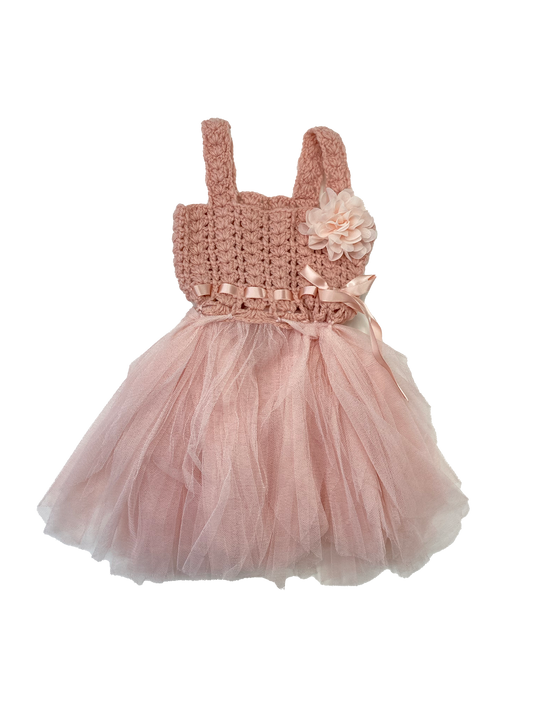 Elly & Emmy Pink Knit Dress with Tulle Skirt 0-6M