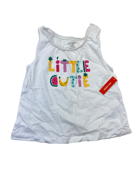 Joe Fresh White Tank Top with "Little Cutie" 12-18M