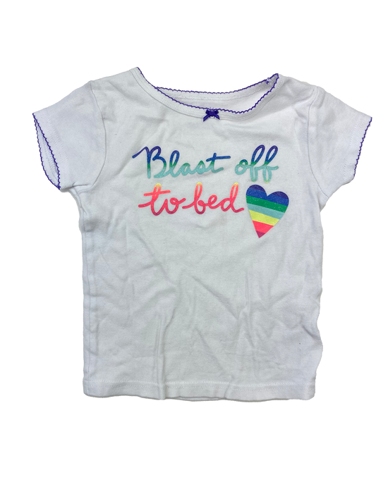 Carter's White PJ Top with "Blast Off To Bed" 3T