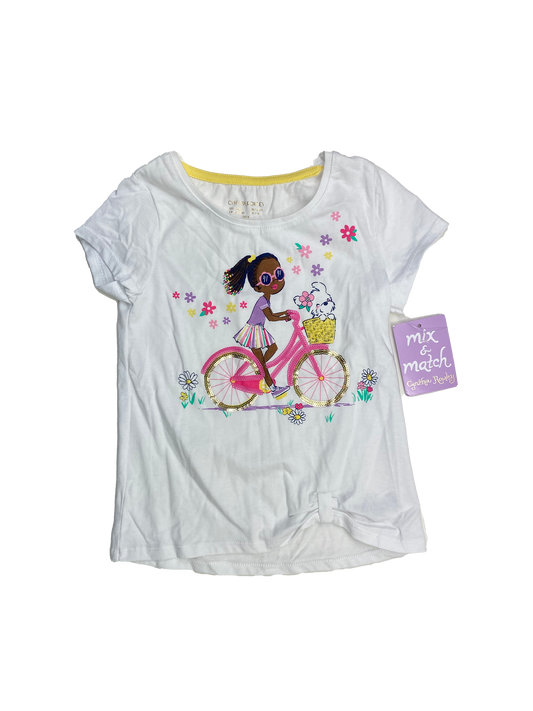 Cynthia Rowley White T-Shirt with Girl on Bicycle 6