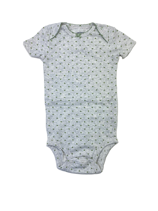 Carter's Grey Onesie with Green Hearts 12M