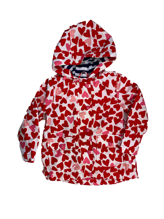 Joe Fresh White Rain Coat with Pink & Red Hearts 2T