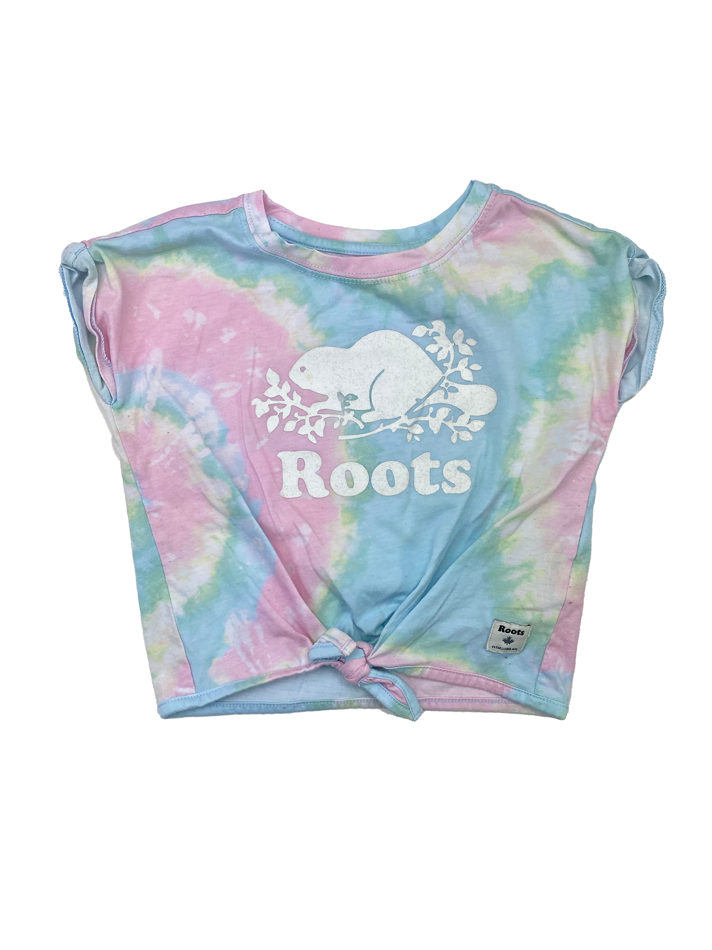 Roots Tie Dye T-Shirt with Front Knot 2T