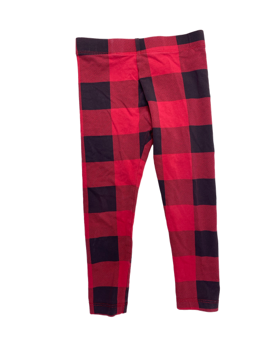 Joe Fresh Red & Black Plaid Leggings 3T