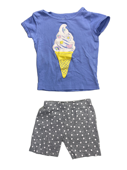 Carter's Blue & Grey PJ Set with Ice Cream Cone 5T