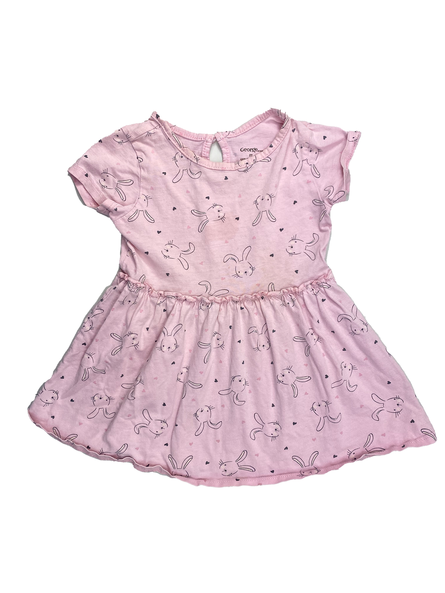 ❗️Stain: George Pink Dress with Bunnies 2T