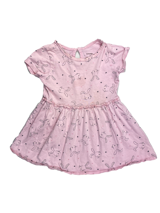 ❗️Stain: George Pink Dress with Bunnies 2T