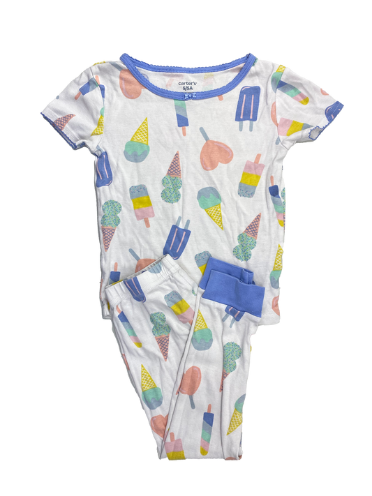 Carter's White PJ Set with Ice Cream & Popsicles 5