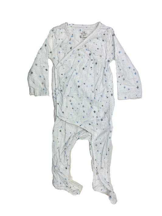 Aden + Anais White Kimono Footed Sleeper with Stars 6-9M