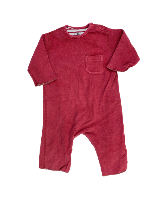 Petit Bateau Red Pocket Jumpsuit 6M