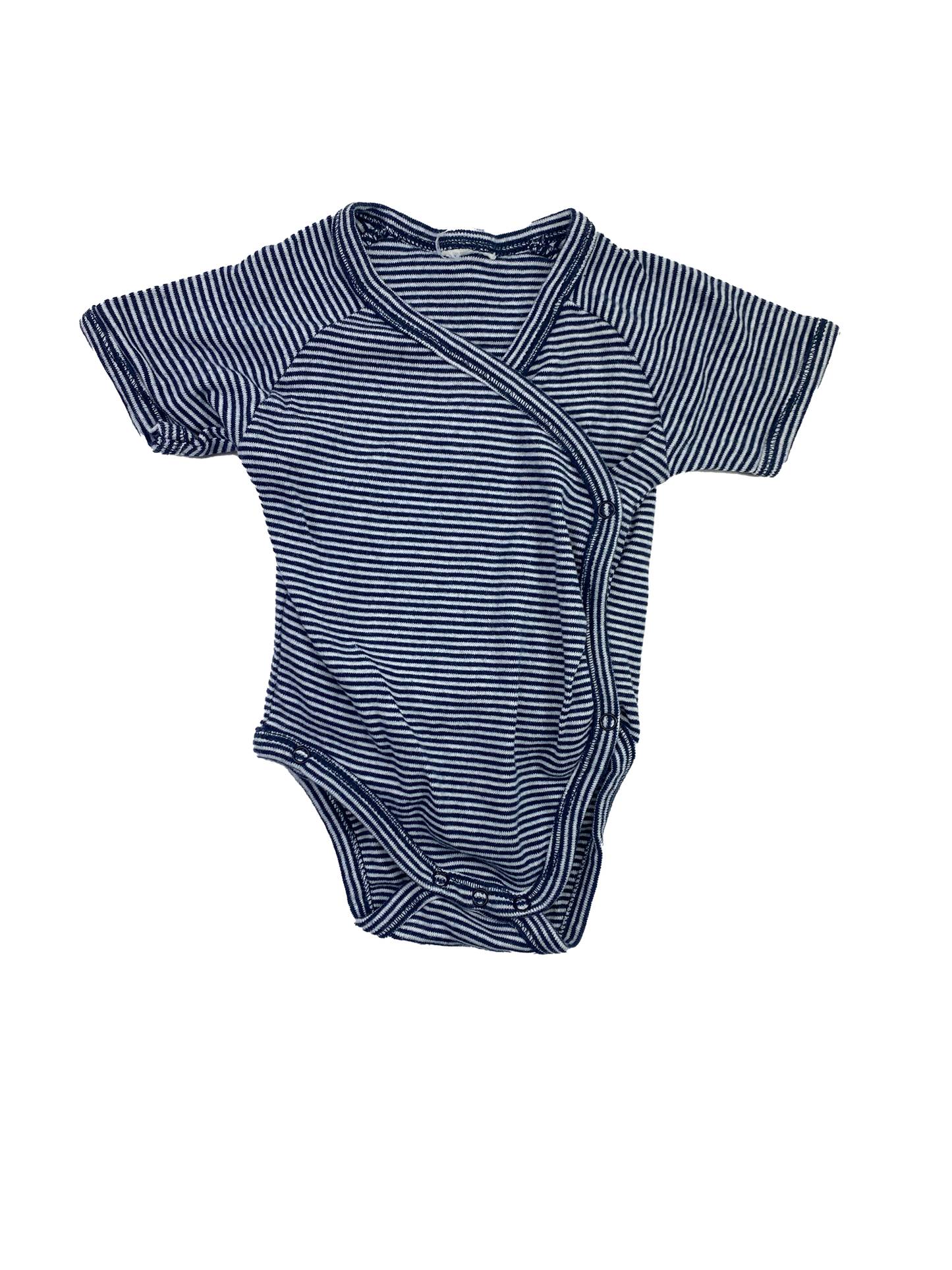 Navy Striped Kimono Onesie 0-3M