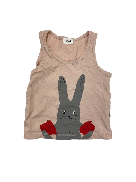 ❗️Stain: Oeuf Pink Tank Top with Bunny in Water Wings 18M