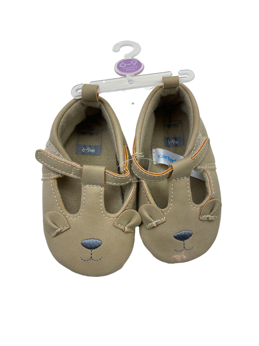 Carter's Beige Sandals with Bear Face 6-9M