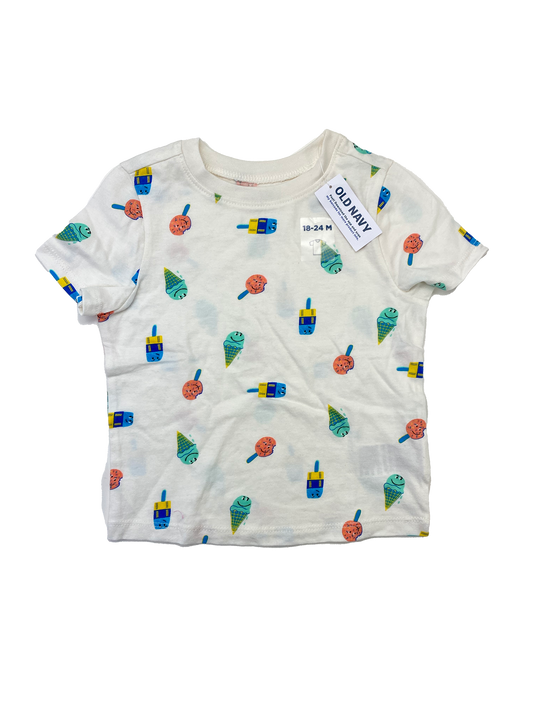 Old Navy White T-Shirt with Popsicles & Ice Cream  - Various Sizes