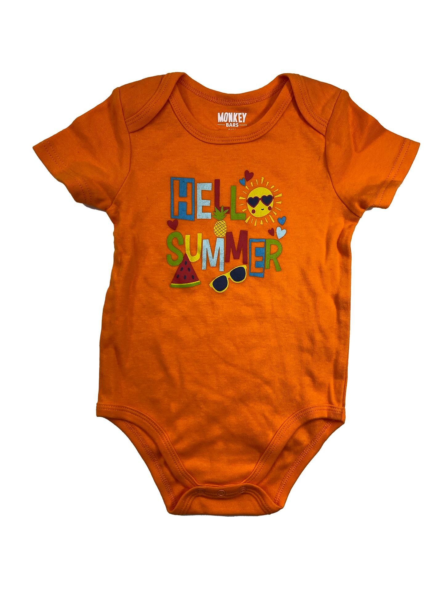 Monkey Bars Orange Onesie with "Hello Summer" 24M