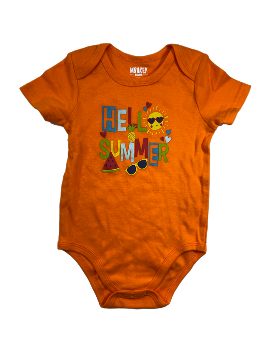 Monkey Bars Orange Onesie with "Hello Summer" 24M