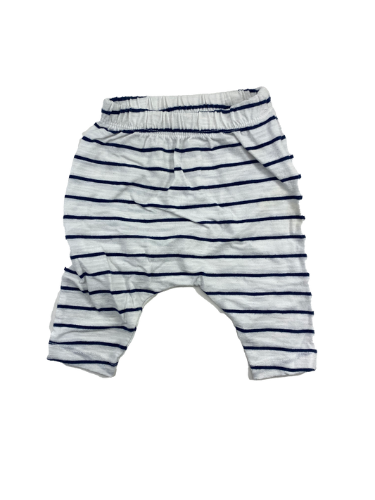 Old Navy White Harem Pants with Navy Stripes 0-3M