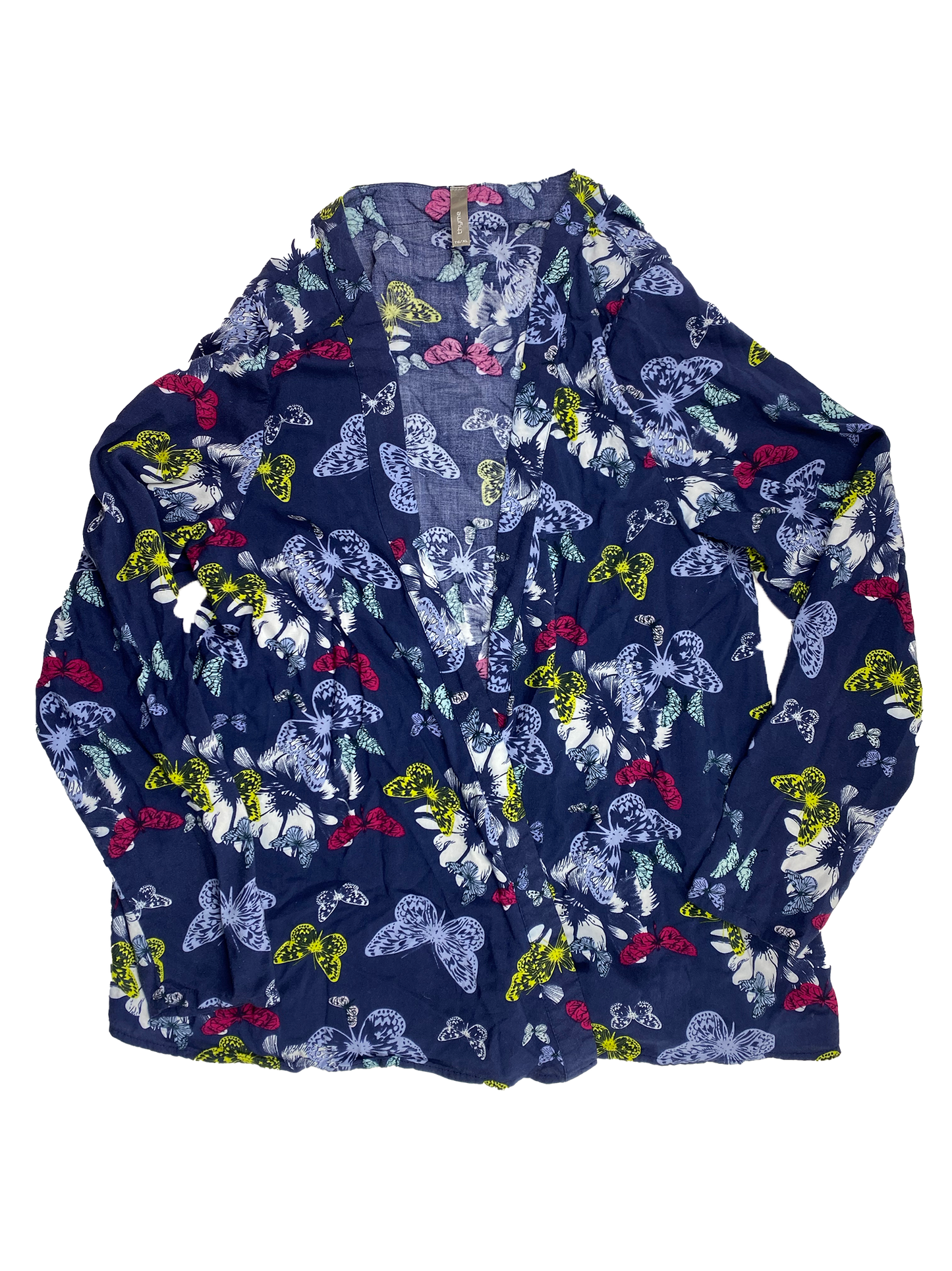 Thyme Navy Maternity Cardigan with Butterflies XL