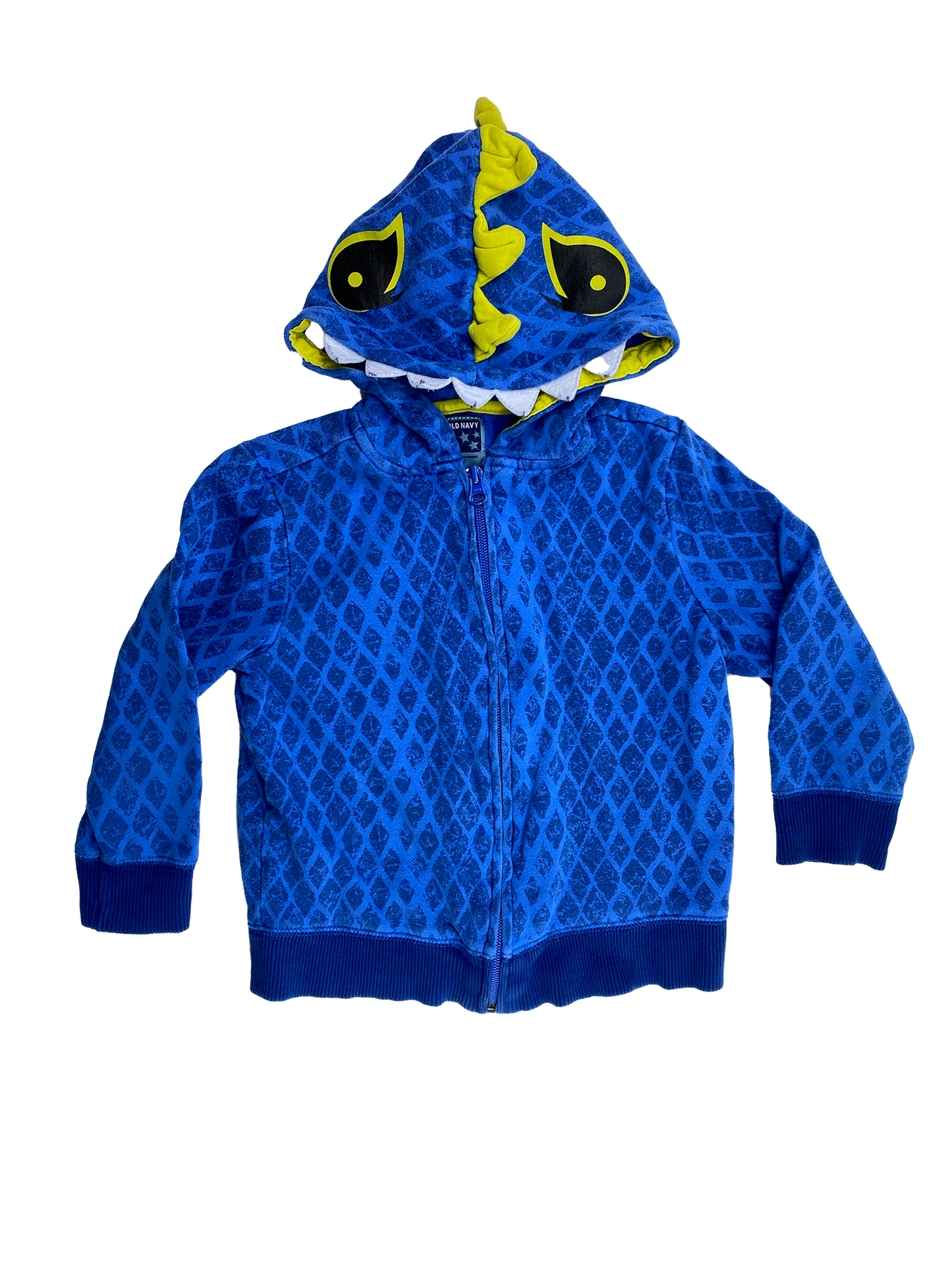 Old Navy Blue Zip-Up Hoodie with Dinosaur Hood 5T