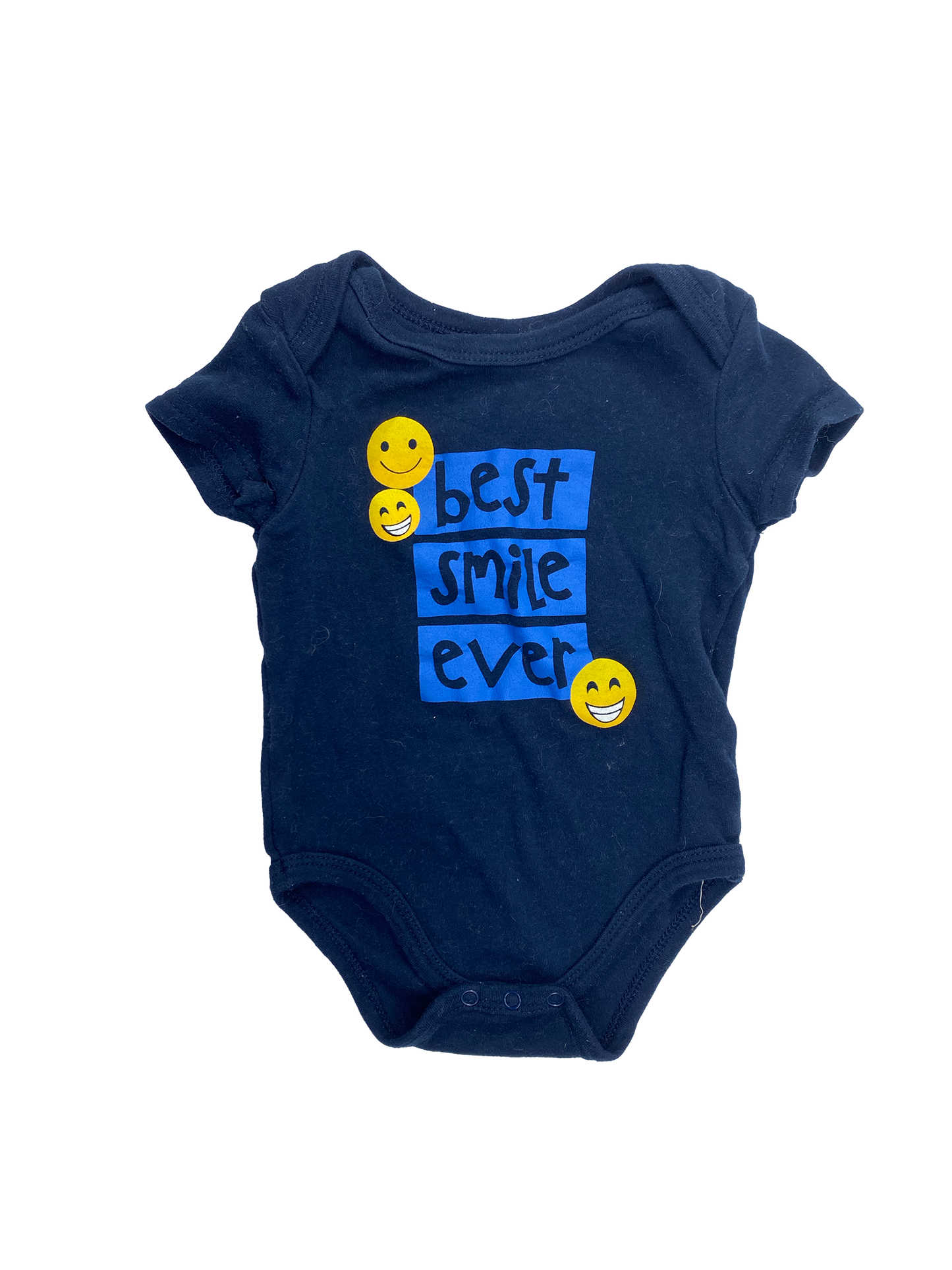 Monkey Bars Navy Onesie with "Best Smile Ever" 3-6M