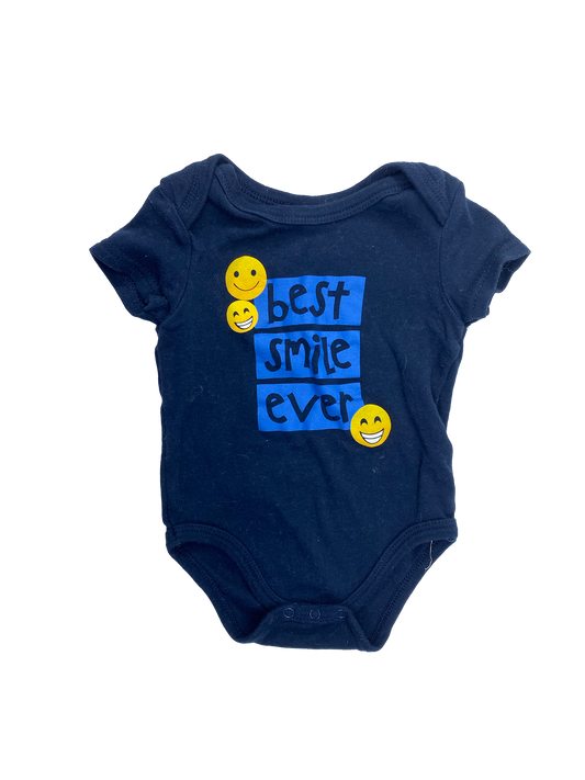 Monkey Bars Navy Onesie with "Best Smile Ever" 3-6M