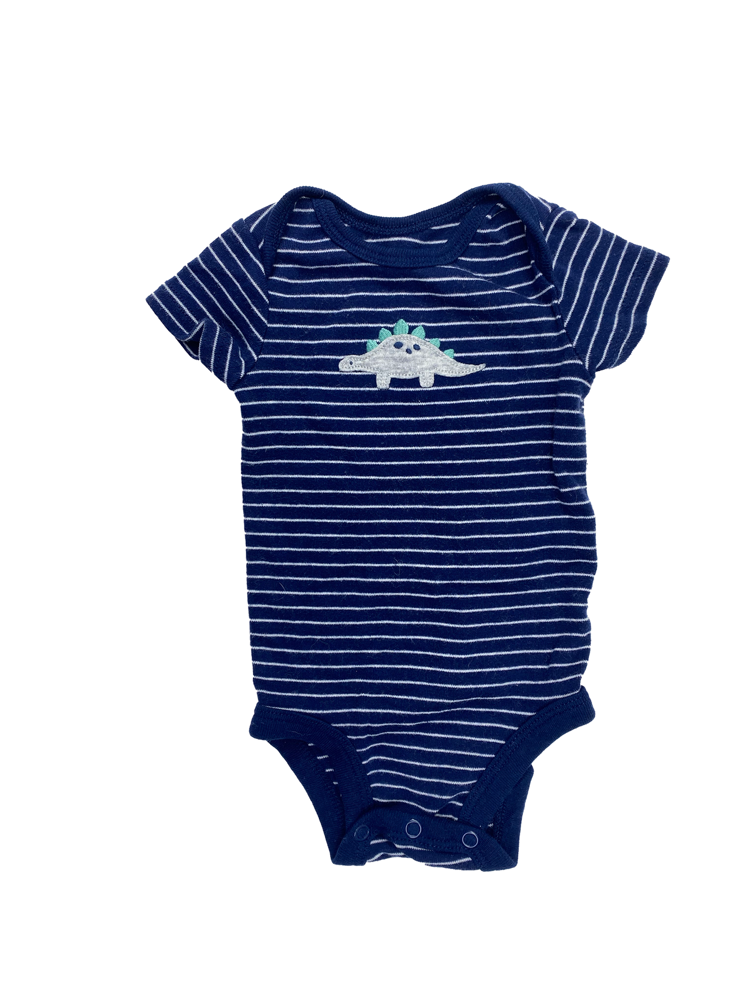 Child of Mine Navy & White Striped Onesie with Dinosaur 0-3M