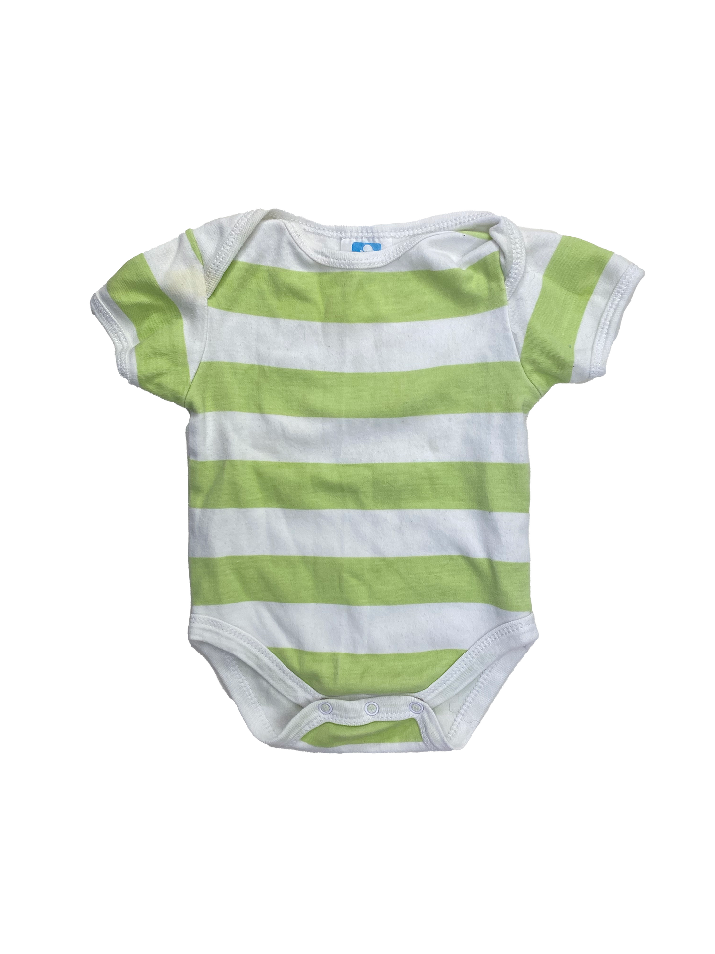 White & Green Striped Onesie 3-6M