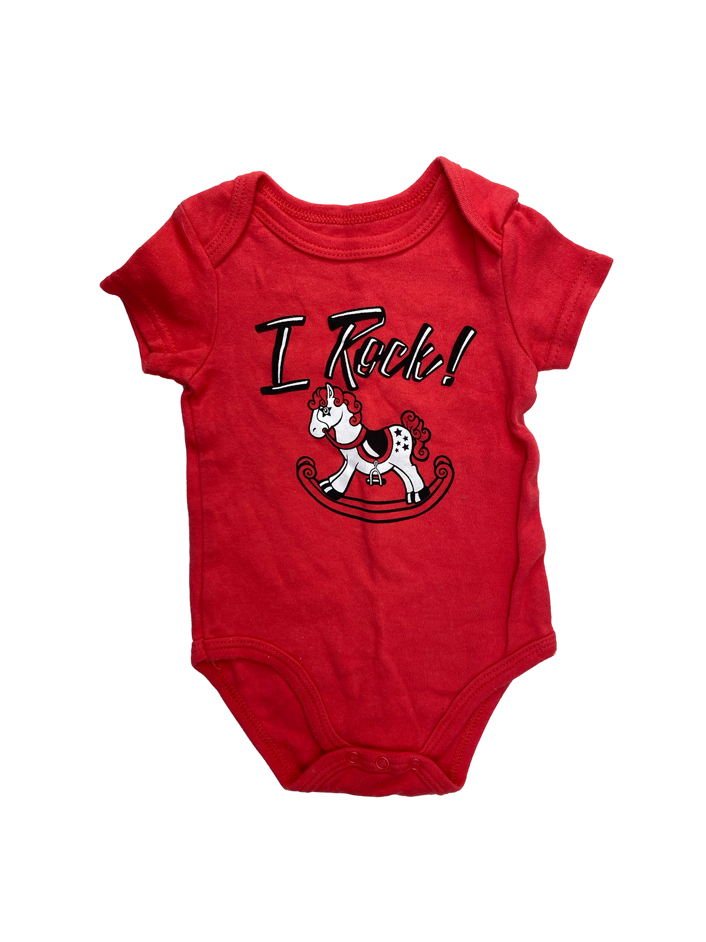 Monkey Bars Red Onesie with Rocking Horse "I Rock" 3-6M