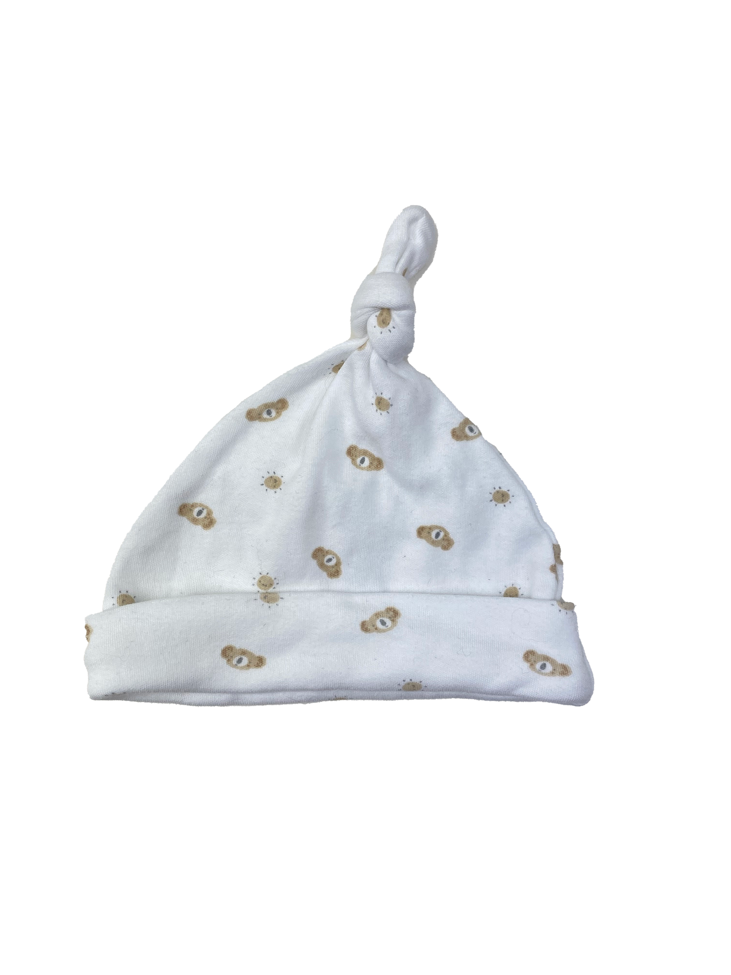 George White Top Knot Beanie 0-9M