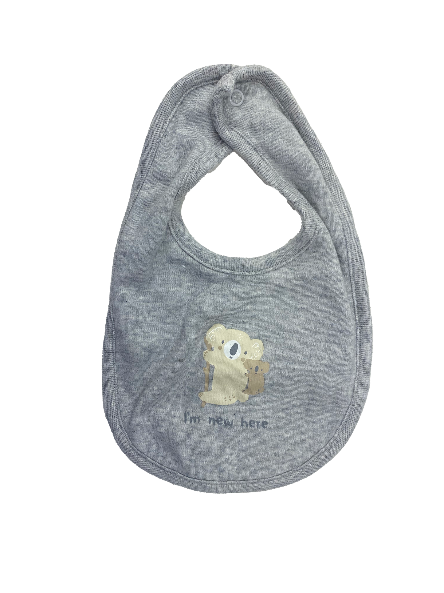 George Grey Bib with "I'm New Here" Koala 0-9M