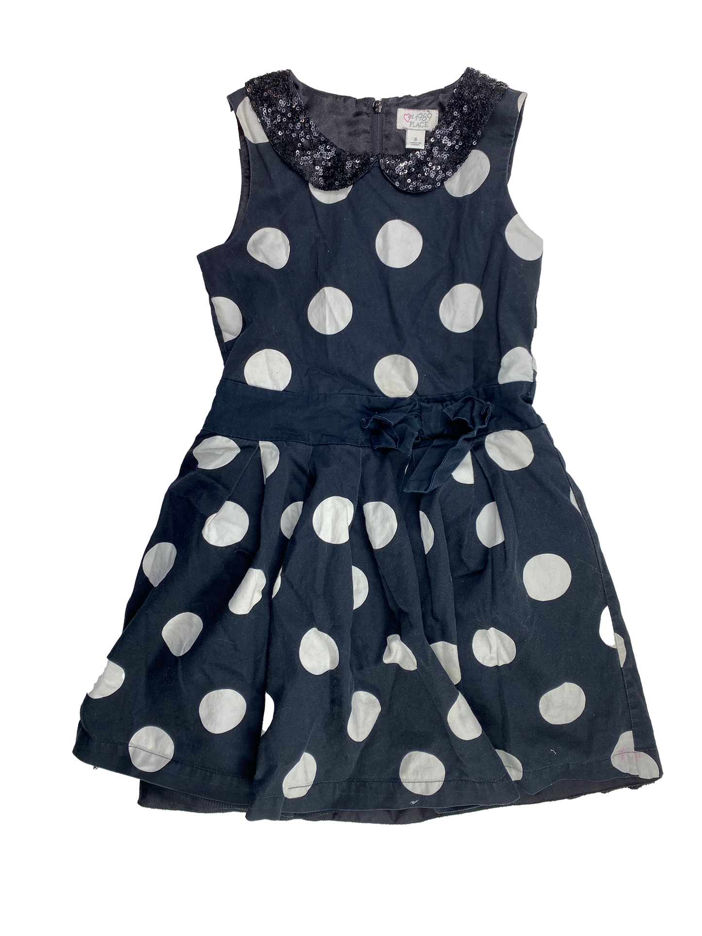 ❗️Stain: The Children's Place Black Dress with Sequin Peter Pan Collar 8