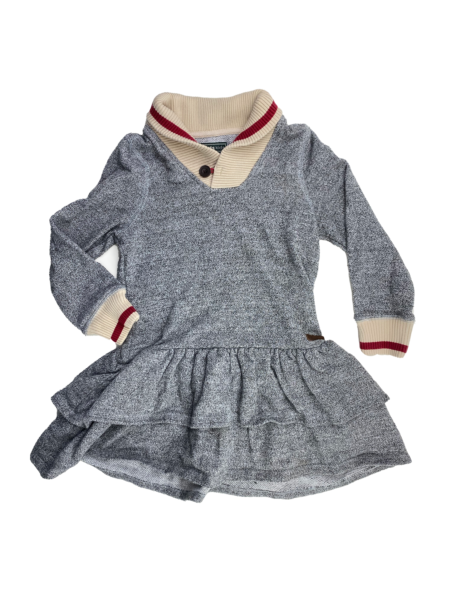 Roots Grey Sweater Dress with Frills 4T