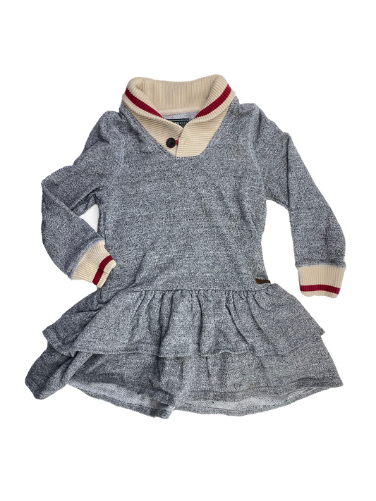 Roots Grey Sweater Dress with Frills 4T