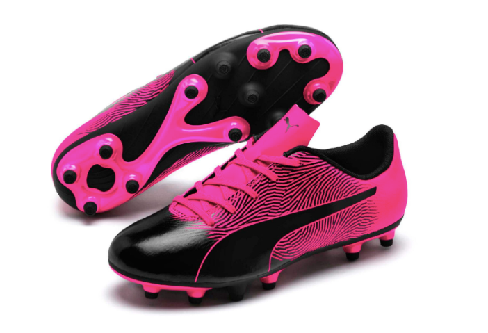 Puma Black & Pink Spirit II Firm Ground Soccer Cleats 6Y