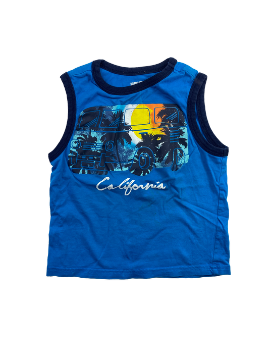 Monkey Bars Blue Tank Top with "California" Bus 2-3T