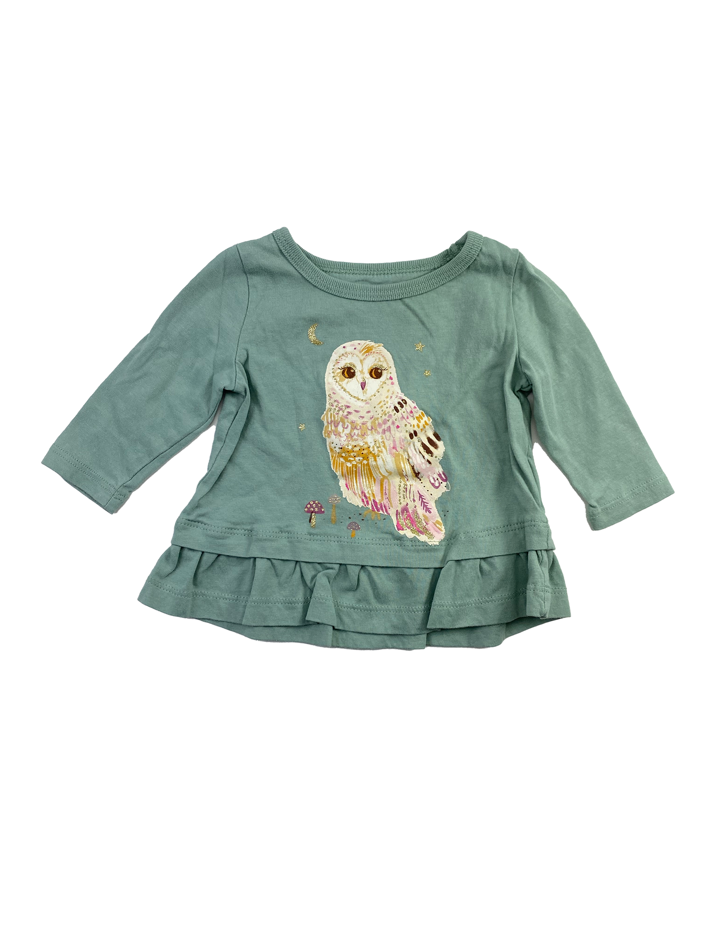 Carter's Teal Long Sleeve Shirt with Owl 3M