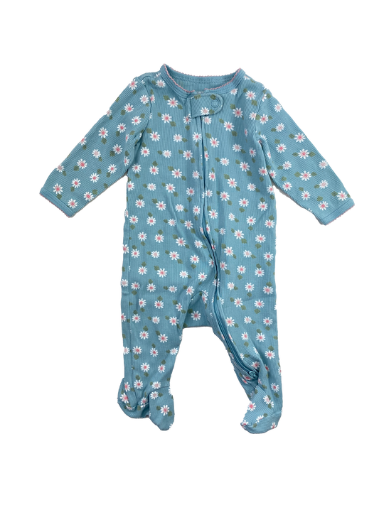 Carter's Teal Footed Sleeper with Daisies 3M