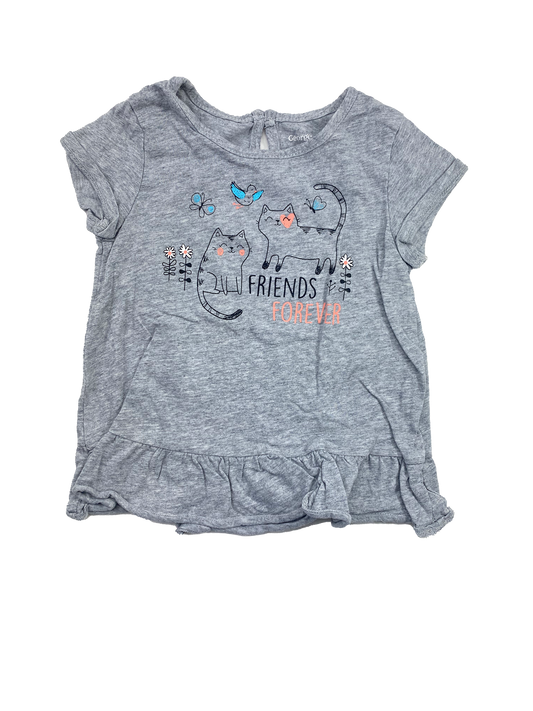 George Grey T-Shirt with Cats & Butterflies 3T
