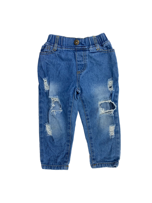 Medium Wash Distressed Jeans 2-3T
