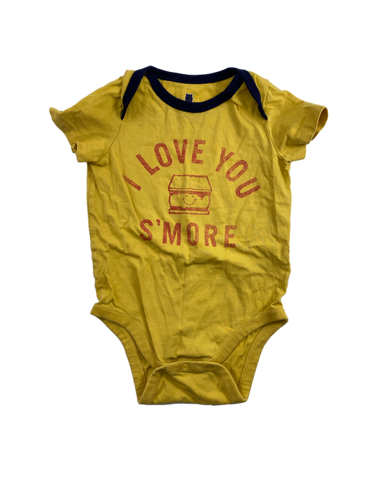 Baby Gap Yellow Onesie with "I Love You S'More" 12-18M