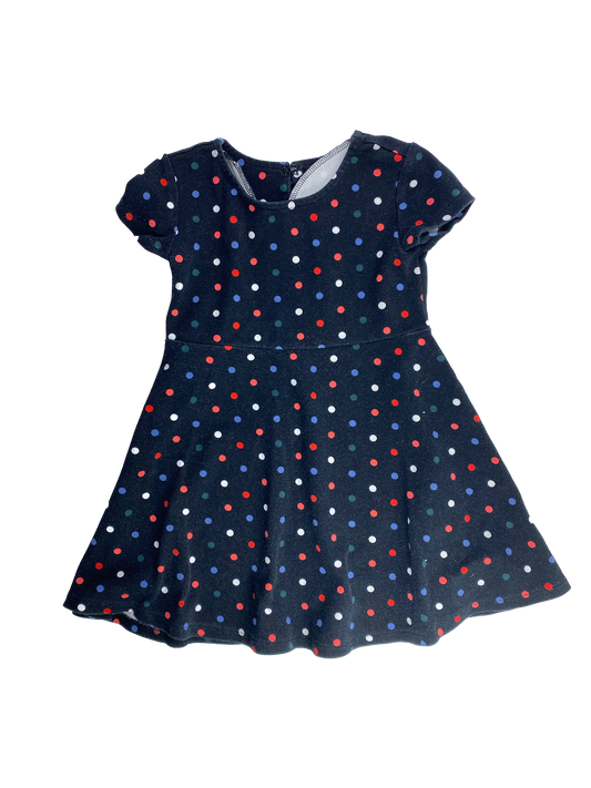 Old Navy Black Dress with Multicoloured Dots 4T