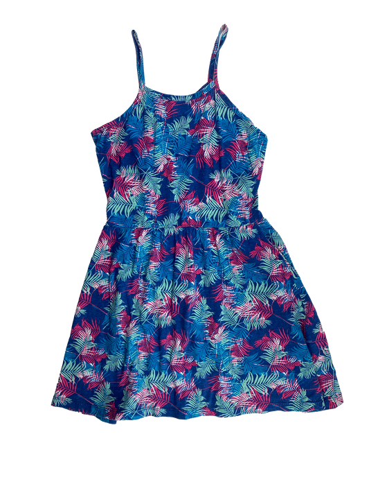Bella & Birdie Blue Dress with Leaves 7-8