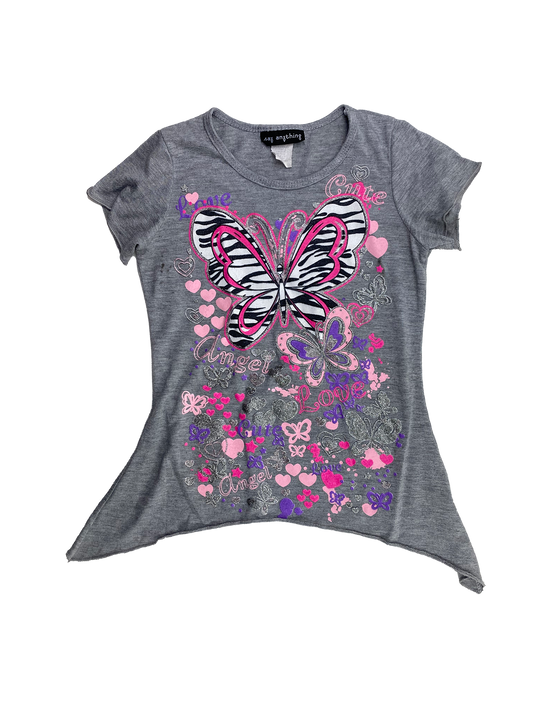 Say Anything Grey T-Shirt with Butterflies 5-6
