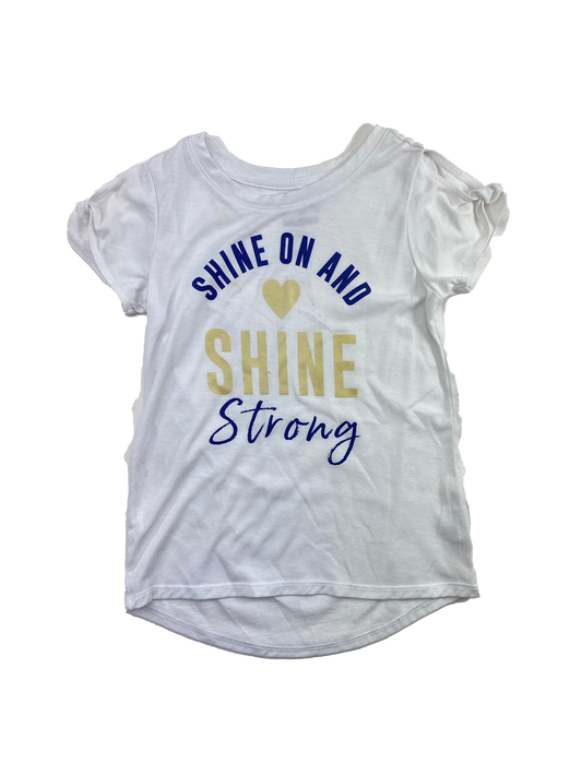 ❗️Stain: Old Navy White T-Shirt with "Shine On and Shine Strong" 5