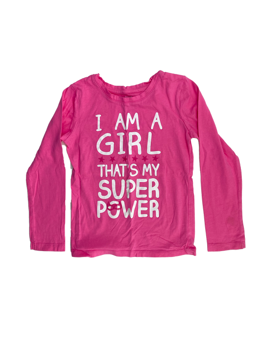 ❗️Stain: George Pink Long Sleeve Shirt with "I'm A Girl...Super Power" 6