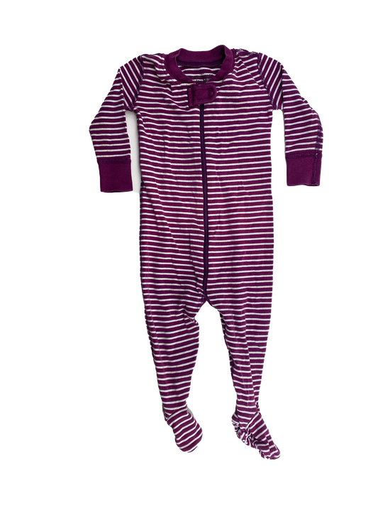 Hanna Andersson Purple & White Striped Footed Sleeper 6-12M
