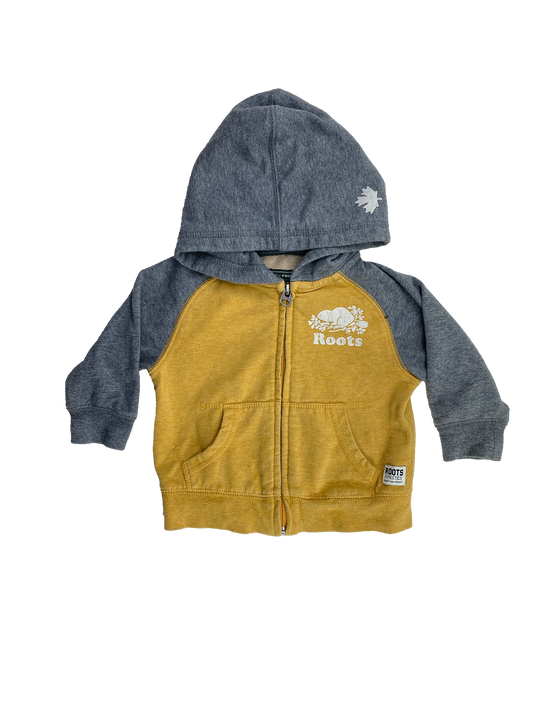 Roots Yellow & Grey Zip-Up Hoodie 6-12M