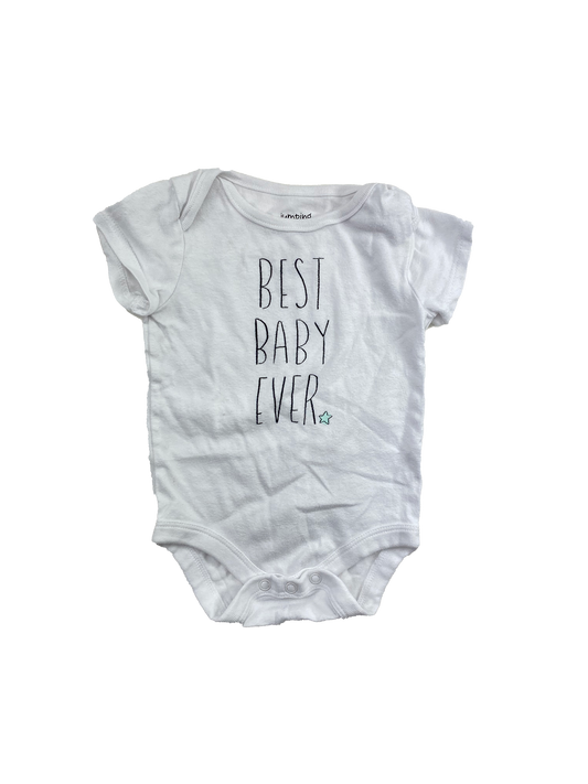 Jumping Beans White Onesie with "Best Baby Ever" 6M