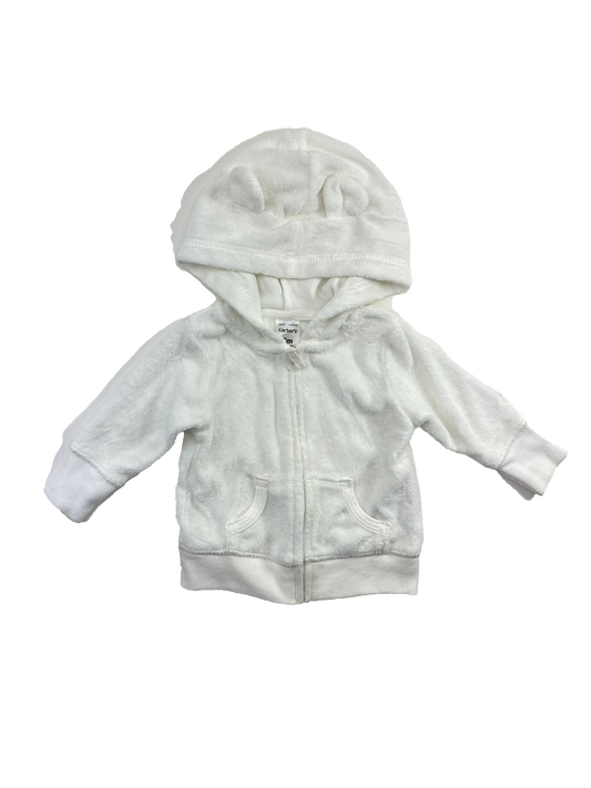 Carter's White Terry Cloth Zip-Up Hoodie with Ears 3M