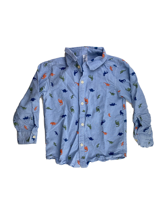 Carter's Chambray Long Sleeve Button-Up with Dinosaurs 5T